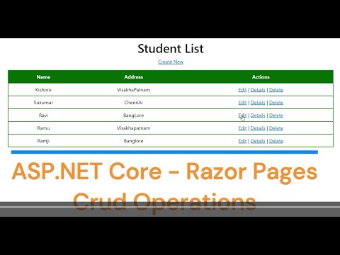 ASP.NET Core CRUD Operations with Entity Framework || Razor Pages