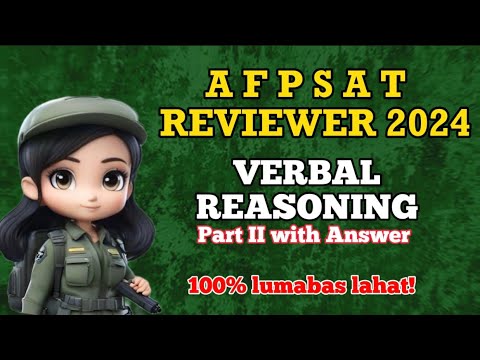 FREE AFPSAT REVIEWER 2024 | Verbal Reasoning | Part II with Answer || C.R.C