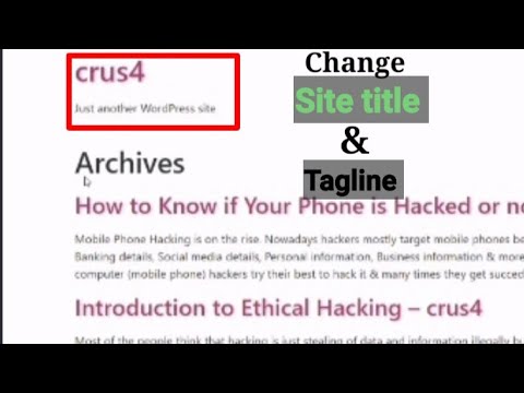 How to Remove Just another WordPress site Text | Change Site Title & Tagline in WordPress