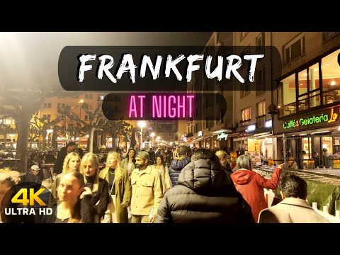 Frankfurt City 🇩🇪 At Night | Walking Tour 4K 60 FPS