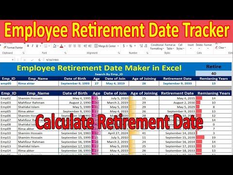 Employee Retirement Date Tracker in Excel | Calculate Retire Date of Employees in MS Excel.