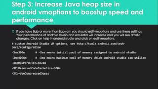 Android Studio Dev Environment how to setup android studio for best speed and optimal performance
