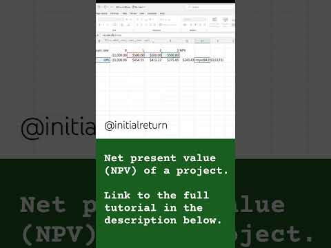 Net present value (NPV) function in Excel #tutorial #finance