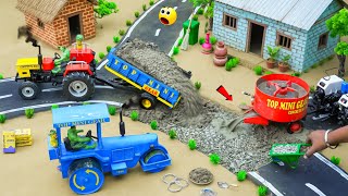DIY Mini Tractor Concrete Road Build Using Road Roller & Mixer Machine | Science Project 