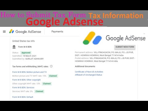 How to Submit Tax Form#/tax Information in google adsense