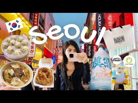 seoul vlog 🇰🇷 myeongdong, shinsagae food hall, seongsu, jinro pop up store, michelin kyoja EP1