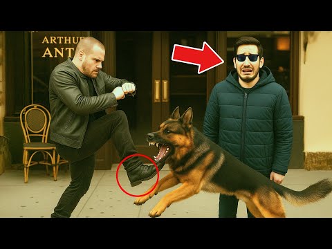 Biker Kicks Blind Man's German Shepherd As A Joke, Not Knowing The Dog Is A K9 Dog
