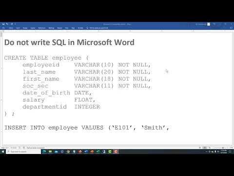 Do not write SQL in Microsoft Word