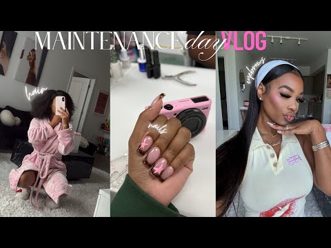 MAINTENANCE |DAY IN THE LIFE VLOG| HAIR,NAILS,EYEBROWS ETC 💅🏽💆🏽‍♀️💋