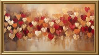 Vintage Hearts Painting Valentine's Day | Gold Frame TV Art | Art Screensaver for TV | 2 Hrs