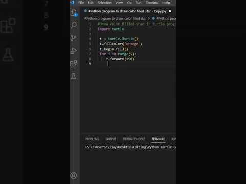Python programming to draw color filled star in turtle programming #python color filled star program