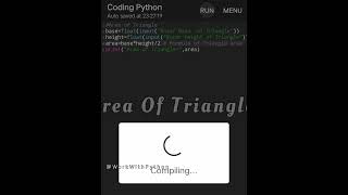 Area Of Triangle Python coding #shorts #short #pythonshorts