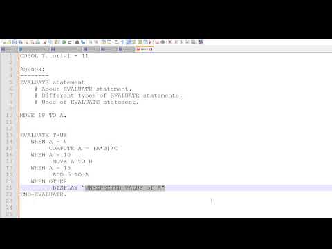 COBOL Tutorial Part  11 EVALUATE Statement