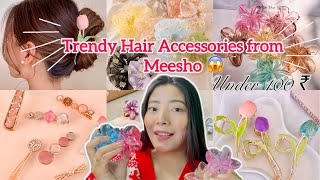 Affordable Hair Accessories from Meesho 😍| Korean Clips, Flower Claw Clips & Rubber Bands 🎀
