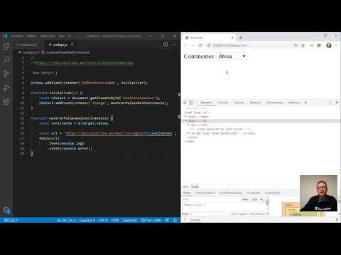 JavaScript Consumir servicios web AJAX con fetch y promesas. Ejemplo Países del mundo.