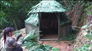 Village Girl making a beautiful tribal hut for camping#survival #nature #primitivecamping