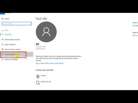 Creating a local user account in Windows 10