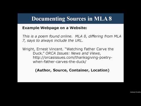 Documenting Sources in MLA 8: Part (2/2)