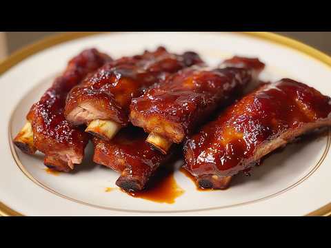 Meat that slides itself off the bone! Perfectly baked ribs in a honey-barbecue sauce!