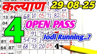 Kalyan today chart 29/08/2025 single open jodi panetable trick & lock system trick