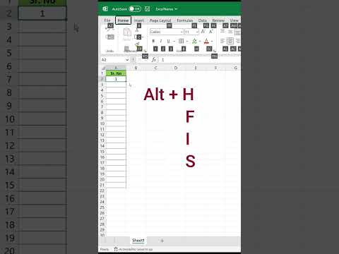 Serial Number in excel shortcut  #shorts