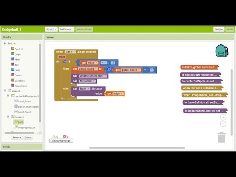 MIT App Inventor - Simple Dodgeball Game App Tutorial - Part 3 of 4