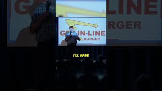 Get in line Burger 🍔  #burger #nerdjokes #techjokes #freeburger #finance  #donmcmillan #stadium
