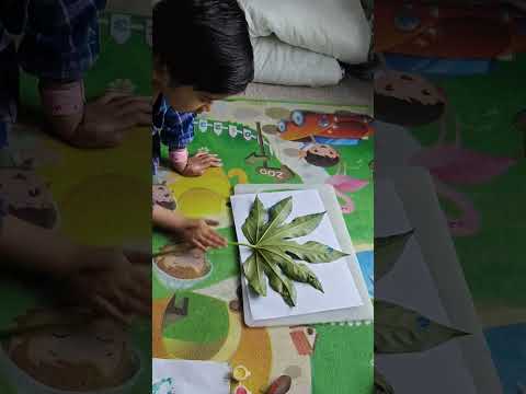 leaf painting 🌿 #viralvideo #ytshorts #cute #love #trending #kidpainting #leafart