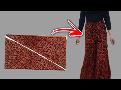 Easy and quick sewing of pants for beginners👖😍/Beautiful pants skirt with only 150 cm of fabric 🤩✂️🪡