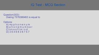 IQ Test  - MCQ Section               #91583.