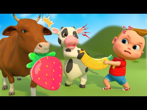 Assemble Giant Fruits - The Names Of Various Fruits With Fun Dairy Cow | Boo Kids Cartoon