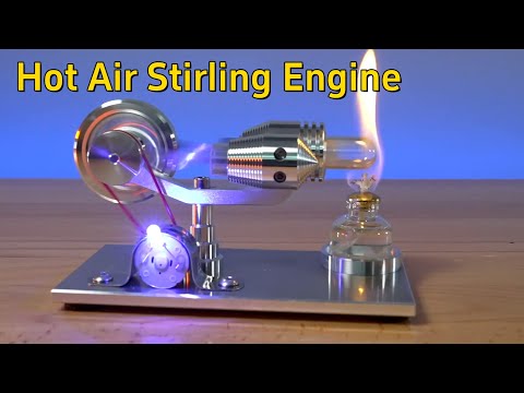 Hot Air Stirling Engine Solid Metal Construction Electricity Generator (Light up Colorful LED)