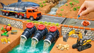 DIY a Mini Brick & Concrete Bridge with 3 Water Valves for Heavy Trucks After the Storm