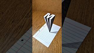 Amazing 3D Letter (M) Real Illusion On Paper 😲 #3dart #3ddrawing #drawingtutorial  #paperart #easy3d