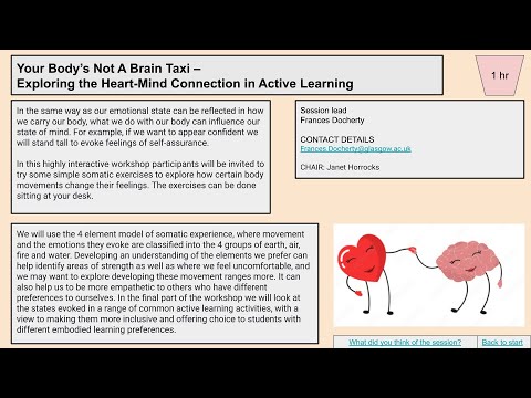 Session 2B: Your Body’s Not A Brain Taxi