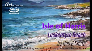 Step by Step guide to painting Isle of Harris and Luskentyre Beach.