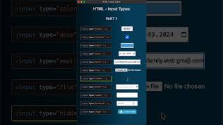 HTML Input Types - Part 1#html #htmlinput #programming #inputtypes#htmlinput#tutorial #coding#code