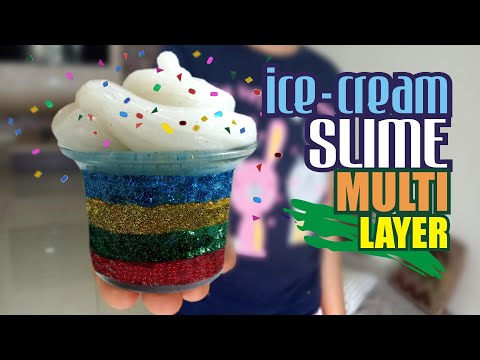 Multi Layers Ice-cream Slime l How to make slime, easy & simple Multi slime by vrinda's basket