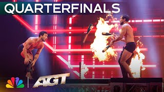 The Messoudi Brothers Juggle FIRE While Blindfolded In A Daring Live Show Act! | AGT 2025