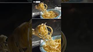 Pasta freezes mid-air during US storm