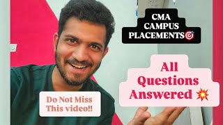 CMA CAMPUS PLACEMENTS💥 | ALL QUESTIONS ANSWERED 🎯🎯🎯 ft. @CMAROHANSHARMA