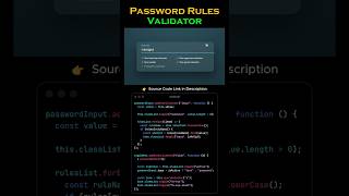 🔥 Smart Password Field UI (Show/Hide + Live Validation) | HTML CSS JavaScript #Shorts