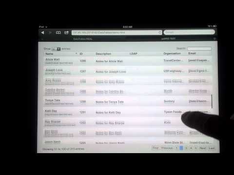 Demo of DataTables on an iPad 3