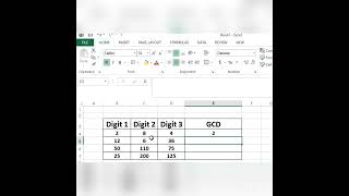 GCD FUNCTION in Excel