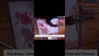 Watch her drawings become embroidered keepsakes.