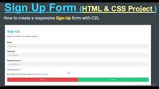 How To Create responsive Signup With html5 CSS3 | responsive form html css.