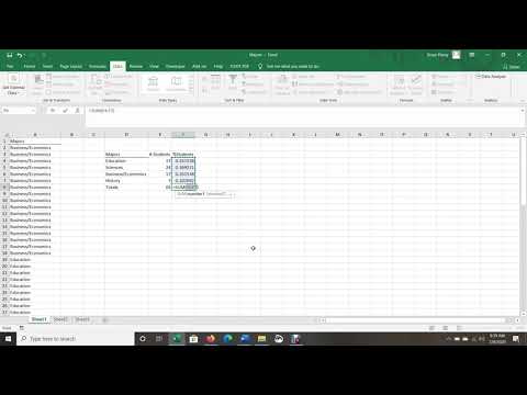 Basic Table in Excel (Counts Table)