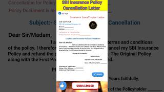SBI Insurance Policy Cancellation Letter | Insurance Policy Cancel #letter#writing#shorts