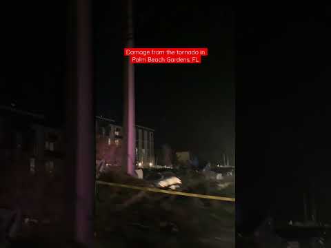 Damage from the tornado in Palm Beach Gardens, Florida