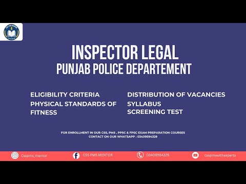 Inspector Legal Punjab Police Department | PPSC Jobs